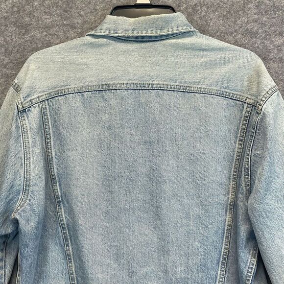 Vintage GUESS BY MARCIANO Jean Jacket Men's Large Blue Trashed Trucker Style - Picture 7 of 15